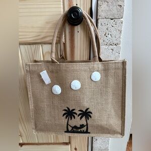 Custom lg burlap jute beach, grocery tote, Easter basket 15.3 × 12.2 x 5.9.  #1